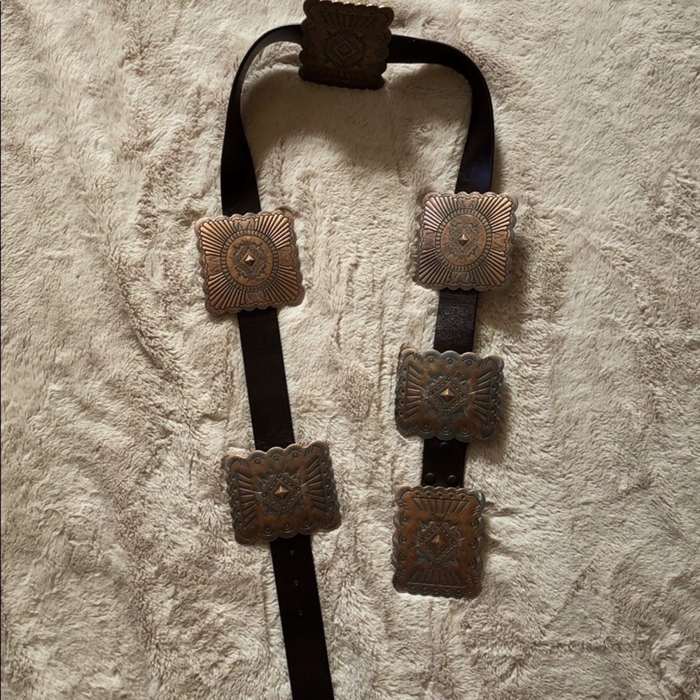 Copper and Brown Leather Concho Belt